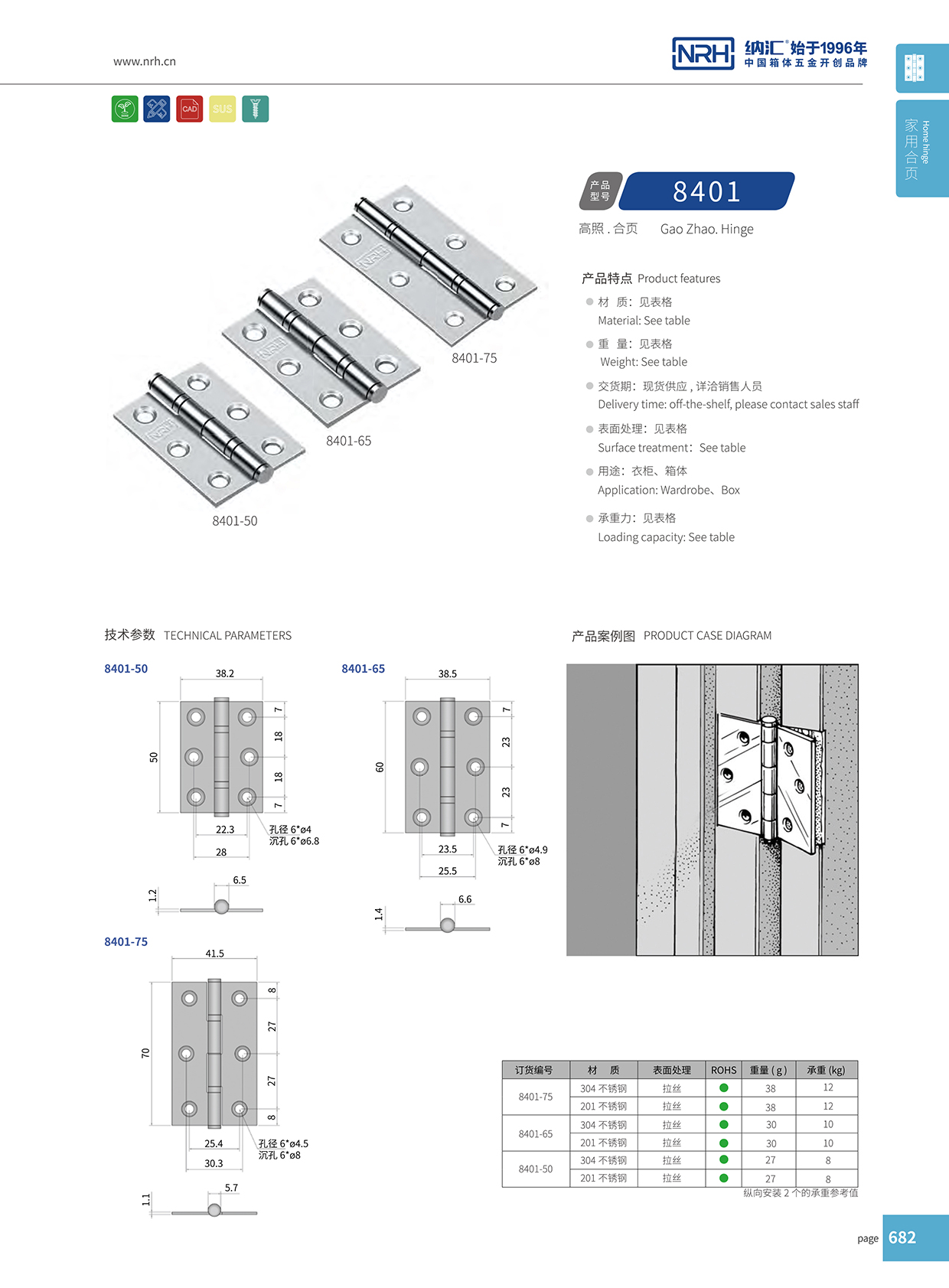 樱桃视频APP在线观看/NRH 8401-100-75-16 柜门用不锈钢樱桃APP在线观看